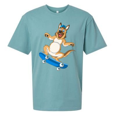 German Shepherd Skateboarding Sueded Cloud Jersey T-Shirt