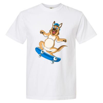 German Shepherd Skateboarding Garment-Dyed Heavyweight T-Shirt