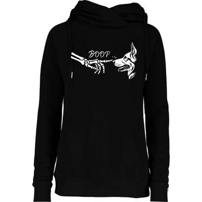 German Shepherd Skeleton Hand Boop Halloween Pet Women Womens Funnel Neck Pullover Hood