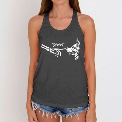 German Shepherd Skeleton Hand Boop Halloween Pet Women Women's Knotted Racerback Tank