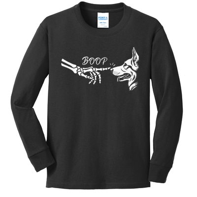 German Shepherd Skeleton Hand Boop Halloween Pet Women Kids Long Sleeve Shirt