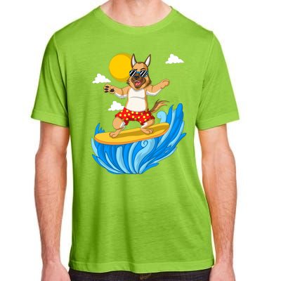 German Shepherd Surfing Adult ChromaSoft Performance T-Shirt