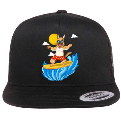 German Shepherd Surfing Flatbill Hat