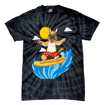 German Shepherd Surfing Tie-Dye T-Shirt