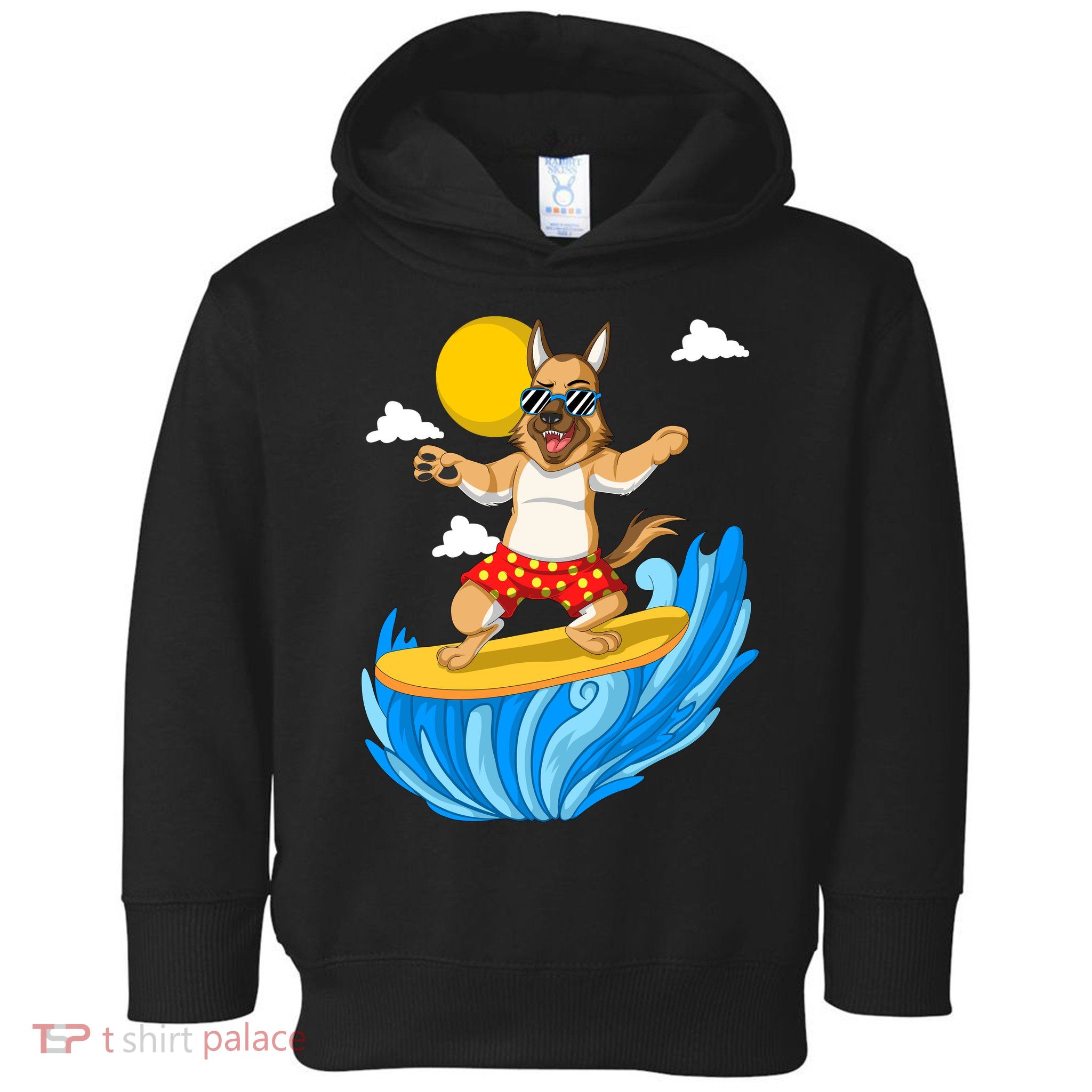 German Shepherd Surfing Toddler Hoodie