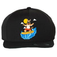 German Shepherd Surfing Wool Snapback Cap