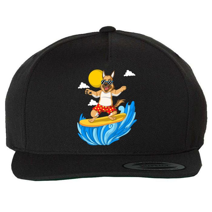 German Shepherd Surfing Wool Snapback Cap