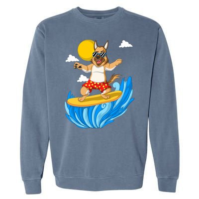 German Shepherd Surfing Garment-Dyed Sweatshirt