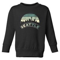 Grunge Seattle Skyline Distressed Look Design Toddler Sweatshirt