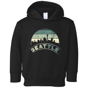 Grunge Seattle Skyline Distressed Look Design Toddler Hoodie