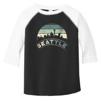 Grunge Seattle Skyline Distressed Look Design Toddler Fine Jersey T-Shirt