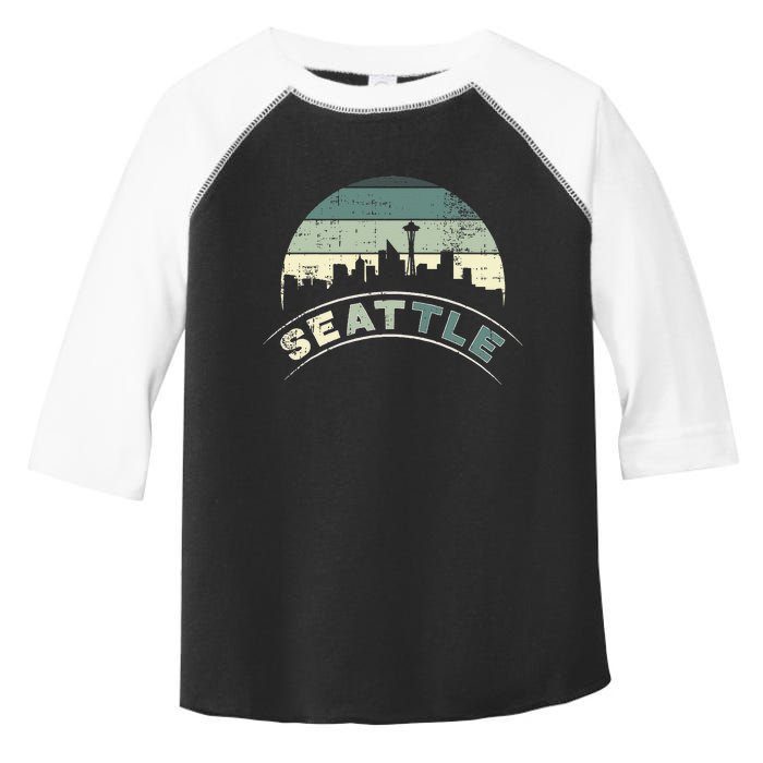 Grunge Seattle Skyline Distressed Look Design Toddler Fine Jersey T-Shirt