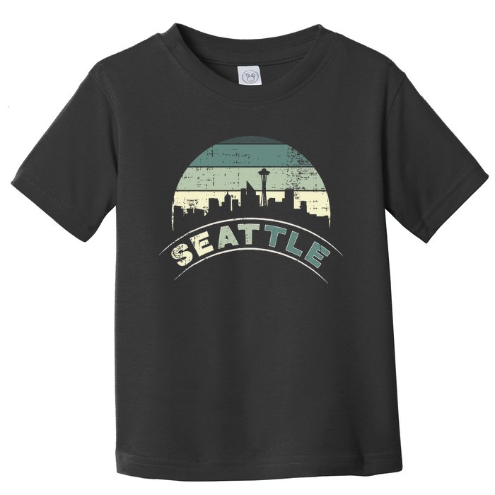 Grunge Seattle Skyline Distressed Look Design Toddler T-Shirt