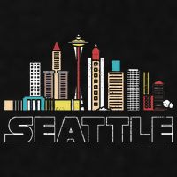 Grunge Seattle Skyline Distressed Look Design Ladies PosiCharge Tri-Blend Wicking Tank