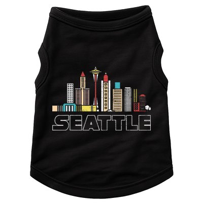 Grunge Seattle Skyline Distressed Look Design Doggie Tank