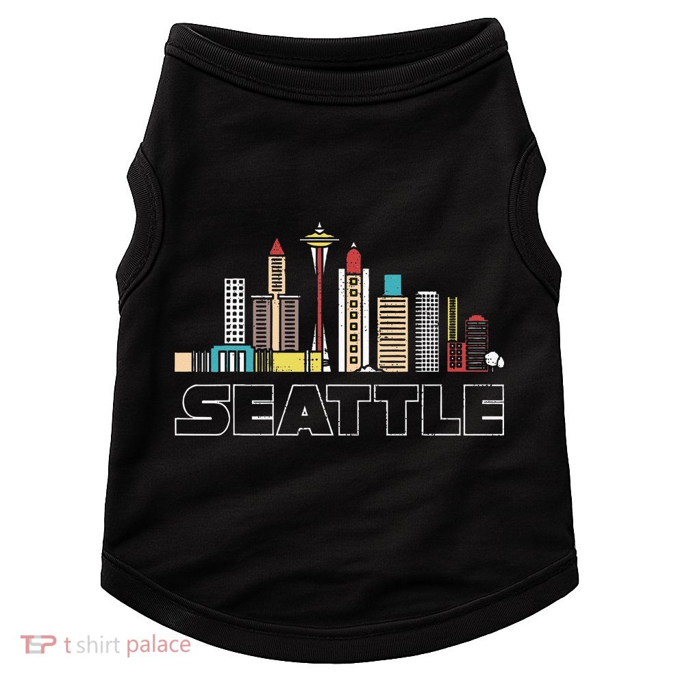 Grunge Seattle Skyline Distressed Look Design Doggie Tank