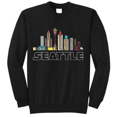 Grunge Seattle Skyline Distressed Look Design Sweatshirt
