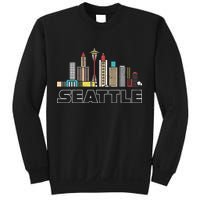 Grunge Seattle Skyline Distressed Look Design Sweatshirt