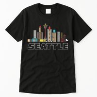 Grunge Seattle Skyline Distressed Look Design Tall T-Shirt