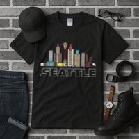 Grunge Seattle Skyline Distressed Look Design Tall T-Shirt