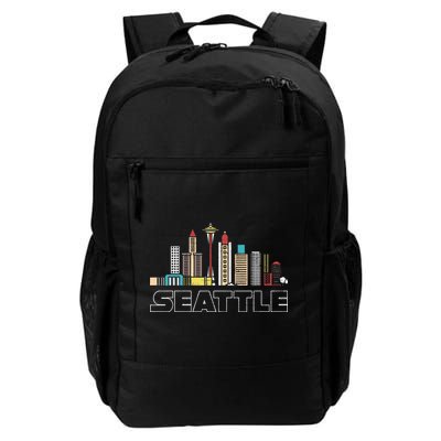 Grunge Seattle Skyline Distressed Look Design Backpack
