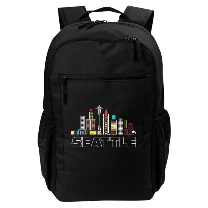 Grunge Seattle Skyline Distressed Look Design Backpack