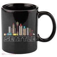 Grunge Seattle Skyline Distressed Look Design 11oz C Handle Ceramic Mug