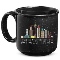 Grunge Seattle Skyline Distressed Look Design 15oz Campfire Ceramic Mug