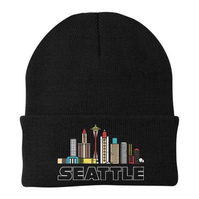 Grunge Seattle Skyline Distressed Look Design Beanie