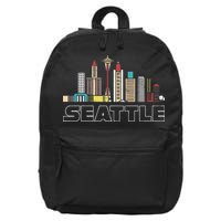 Grunge Seattle Skyline Distressed Look Design 16 in Basic Backpack
