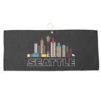 Grunge Seattle Skyline Distressed Look Design Large Microfiber Waffle Golf Towel