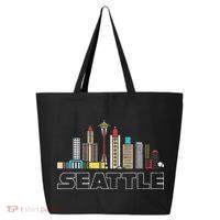 Grunge Seattle Skyline Distressed Look Design 25L Jumbo Tote