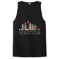 Grunge Seattle Skyline Distressed Look Design PosiCharge Competitor Tank