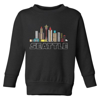 Grunge Seattle Skyline Distressed Look Design Toddler Sweatshirt