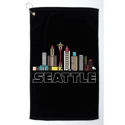 Grunge Seattle Skyline Distressed Look Design Golf Towel