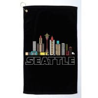 Grunge Seattle Skyline Distressed Look Design Golf Towel