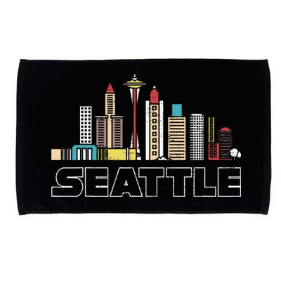 Grunge Seattle Skyline Distressed Look Design Microfiber Hand Towel