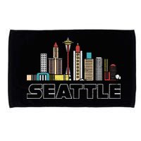 Grunge Seattle Skyline Distressed Look Design Microfiber Hand Towel