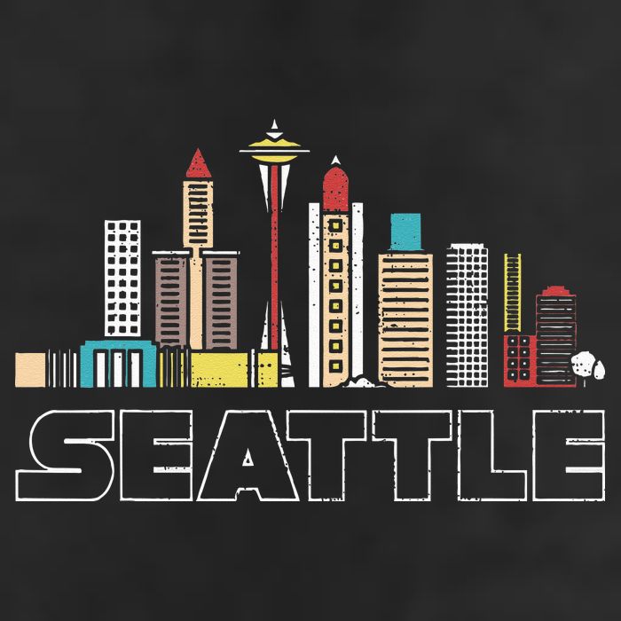 Grunge Seattle Skyline Distressed Look Design Microfiber Hand Towel