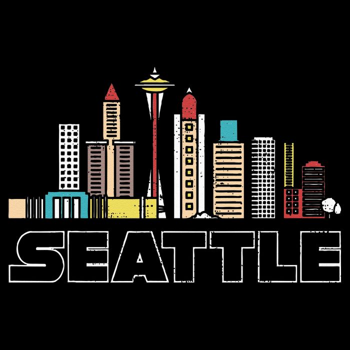 Grunge Seattle Skyline Distressed Look Design Wool Snapback Cap