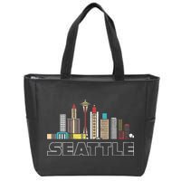 Grunge Seattle Skyline Distressed Look Design Zip Tote Bag