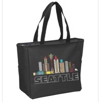 Grunge Seattle Skyline Distressed Look Design Zip Tote Bag