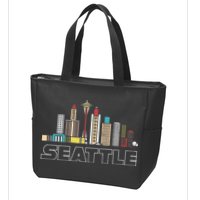 Grunge Seattle Skyline Distressed Look Design Zip Tote Bag