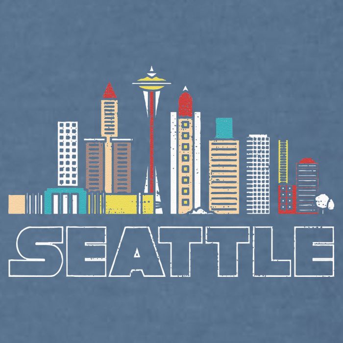 Grunge Seattle Skyline Distressed Look Design Garment-Dyed Sweatshirt