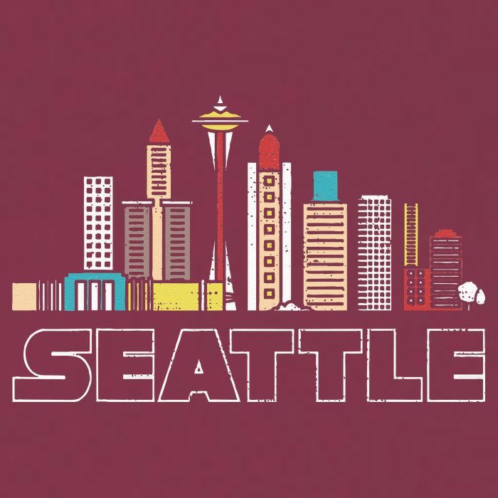 Grunge Seattle Skyline Distressed Look Design 16oz Travel Tumbler