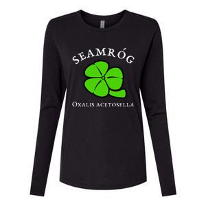 Green Shamrock Saint Patrick's Day Floral Vector Art Womens Cotton Relaxed Long Sleeve T-Shirt