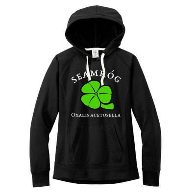 Green Shamrock Saint Patrick's Day Floral Vector Art Women's Fleece Hoodie