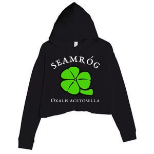 Green Shamrock Saint Patrick's Day Floral Vector Art Crop Fleece Hoodie