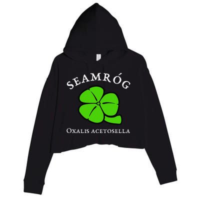 Green Shamrock Saint Patrick's Day Floral Vector Art Crop Fleece Hoodie