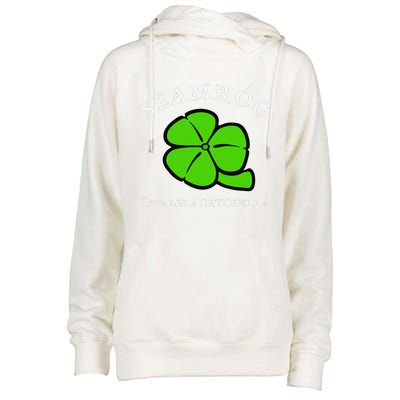 Green Shamrock Saint Patrick's Day Floral Vector Art Womens Funnel Neck Pullover Hood